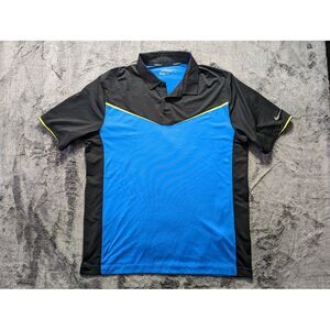 Nike Golf Tour Performance Short Sleeve Polo Shirt Men's Size Large Blue/Black